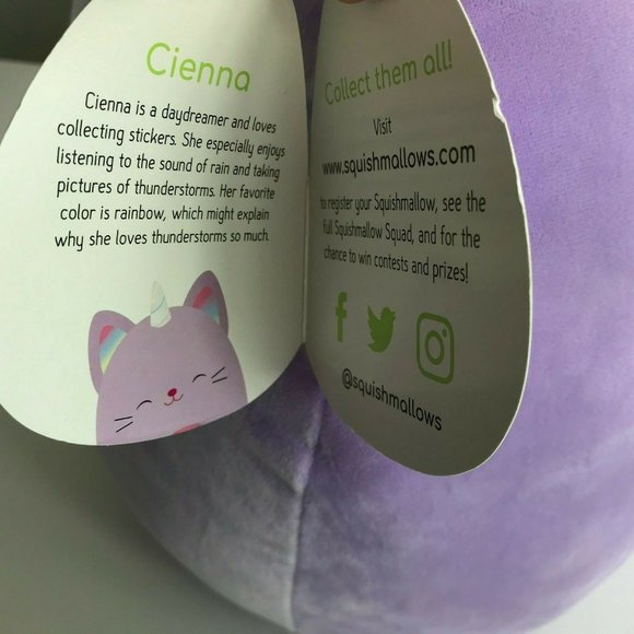 New NWT BIG Squishmallow 16" Cienna Rainbow Unicorn Cat Kitten Purple JUMBO - Picture 3 of 8